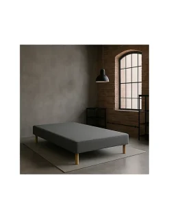 By Sommiflex. SOMMIER TAPISSIER GRIS 140x190 cm FABRICATION FRANÇAISE ARTISANALE PIEDS OFFER* Sommier