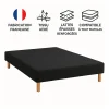 SOMMIER TAPISSIER NOIR 120x190 cm FABRICATION FRANÇAISE ARTISANALE PIEDS OFFERTS HAUTEUR avec PIEDS 27 cm>By Sommiflex. Best