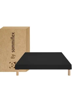 SOMMIER TAPISSIER NOIR 90x190 cm FABRICATION FRANÇAISE ARTISANALE PIEDS OFFERTS HAUTEUR avec PIEDS 27 cm><noscript><img width=
