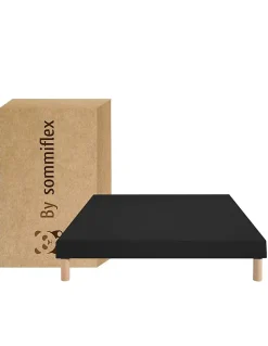 By Sommiflex. SOMMIER TAPISSIER NOIR 70x190x2 (140x190) FABRICATION FRANÇAISE ARTISANALE PIEDS OFFERTS HAUTEUR avec PIEDS 27 cm* Sommier