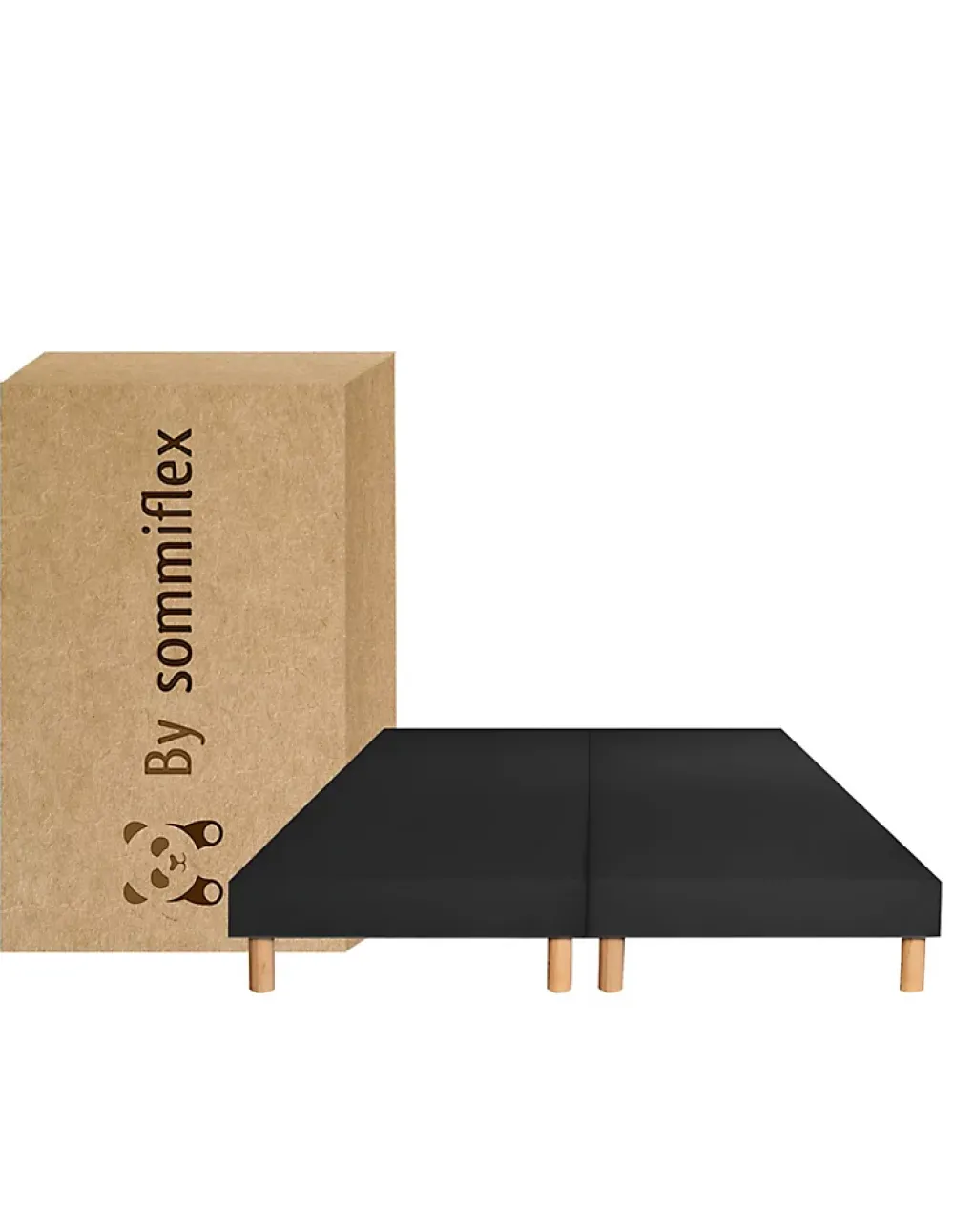 By Sommiflex. SOMMIER TAPISSIER NOIR 100x200x2 (200x200) FABRICATION FRANÇAISE ARTISANALE PIEDS OFFERTS HAUTEUR avec PIEDS 27 cm* Sommier