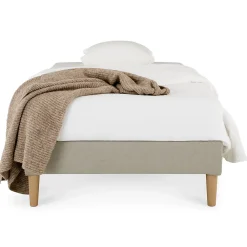 Idimex Sommier tapissier PAIMPOL 90 x 190 cm revêtement tissu - Beige* Sommier