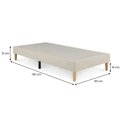 Idimex Sommier tapissier PAIMPOL 90 x 190 cm revêtement tissu - Beige* Sommier