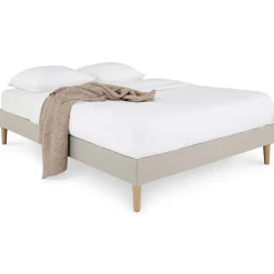 Sommier tapissier QUIMPER 140 x 190 cm revêtement tissu - Beige>Idimex Sale
