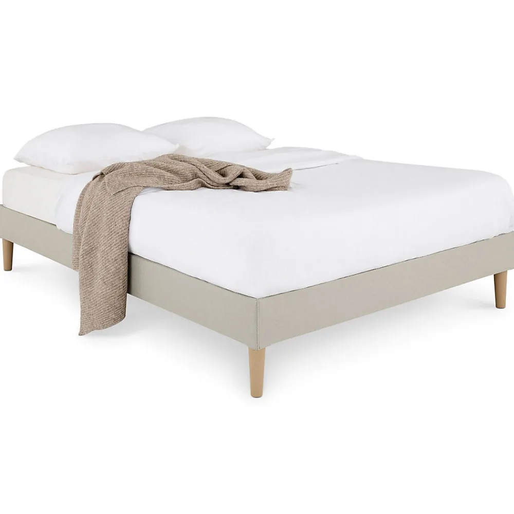 Sommier tapissier QUIMPER 140 x 190 cm revêtement tissu - Beige>Idimex Sale