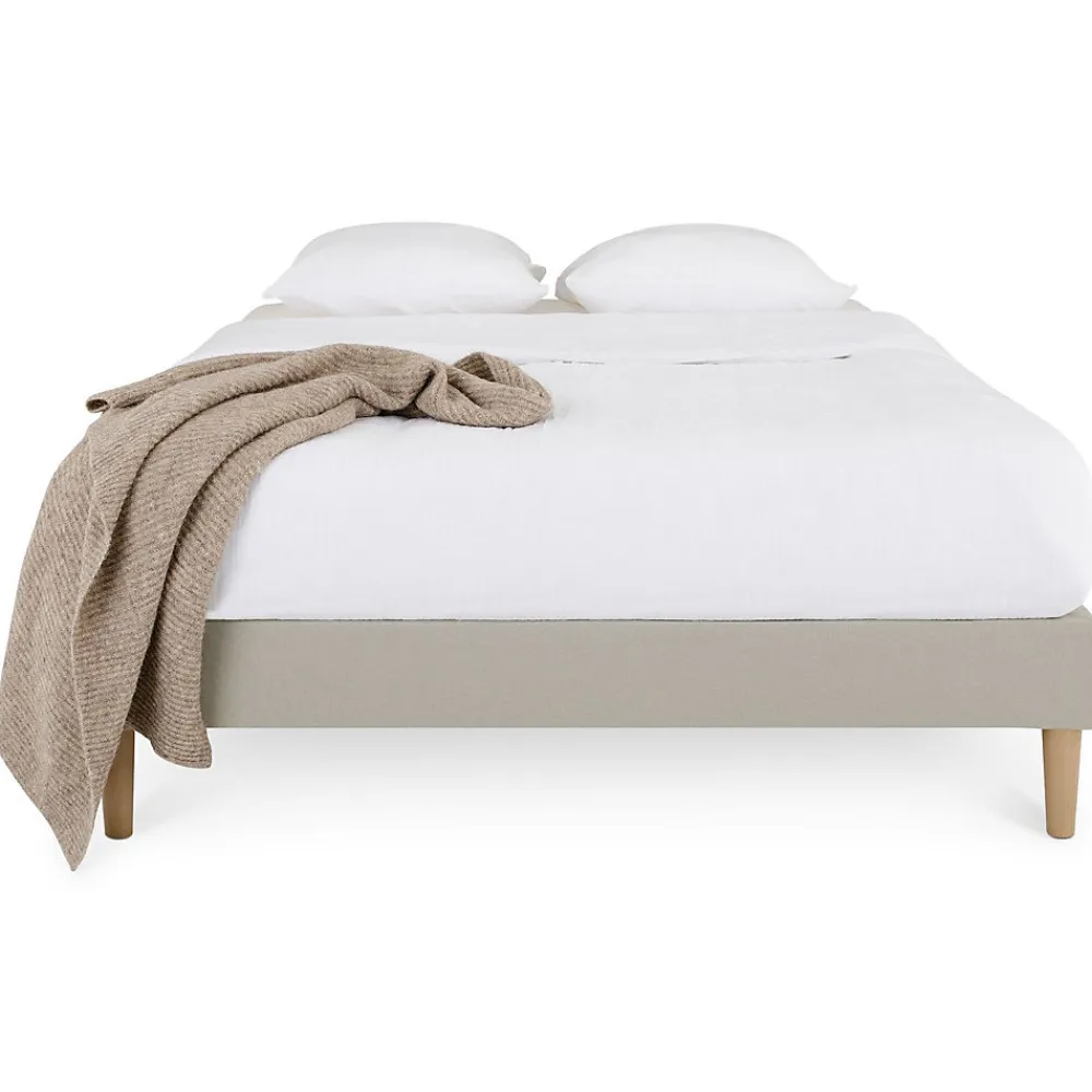 Sommier tapissier QUIMPER 140 x 190 cm revêtement tissu - Beige>Idimex Sale