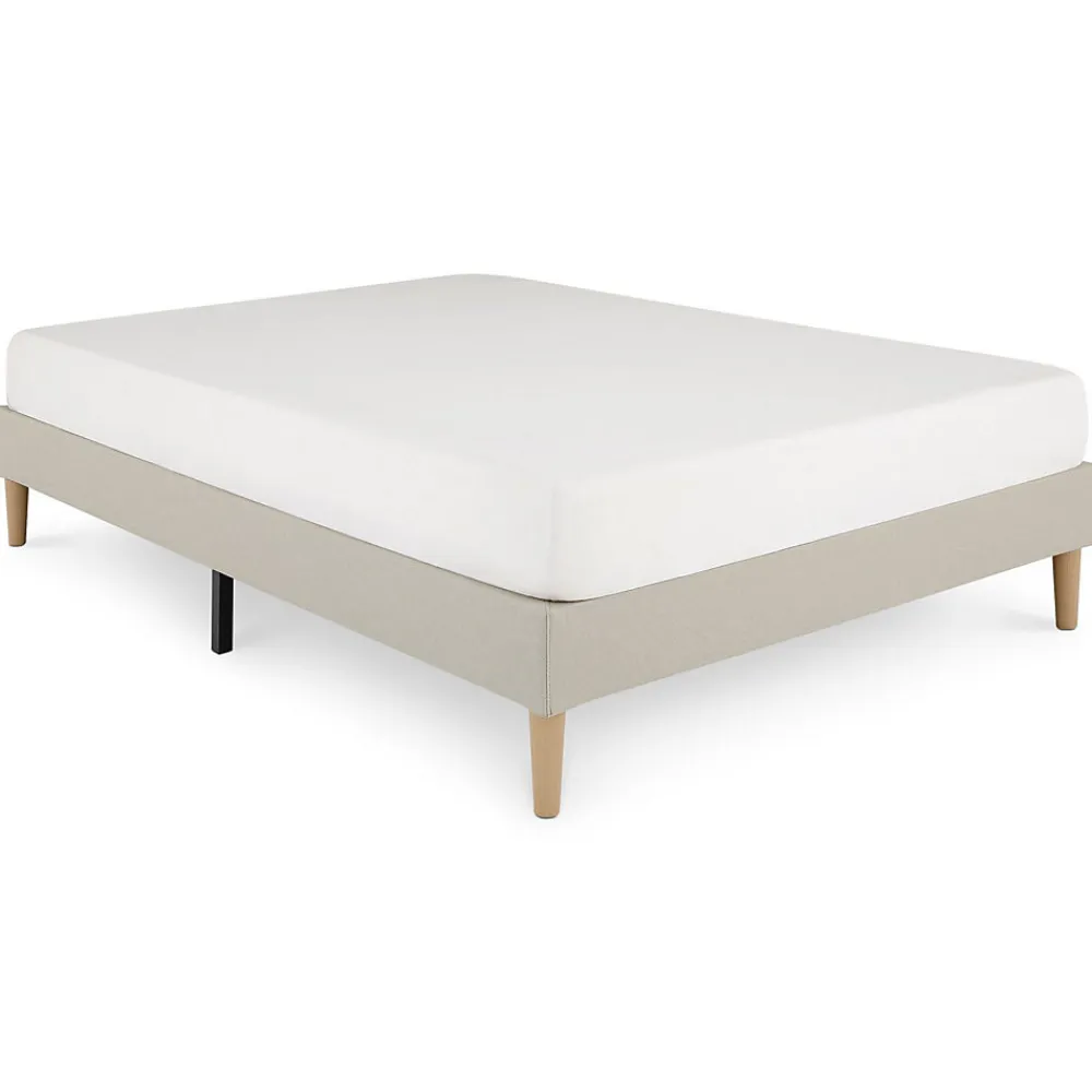 Sommier tapissier QUIMPER 140 x 190 cm revêtement tissu - Beige>Idimex Sale