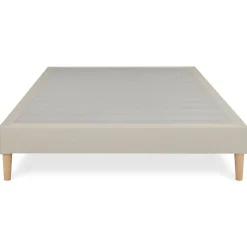 Sommier tapissier QUIMPER 140 x 190 cm revêtement tissu - Beige><noscript><img width=