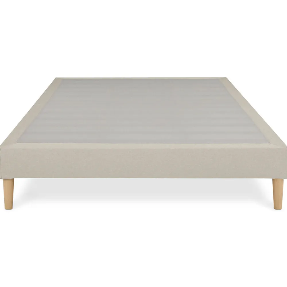 Sommier tapissier QUIMPER 140 x 190 cm revêtement tissu - Beige>Idimex Sale