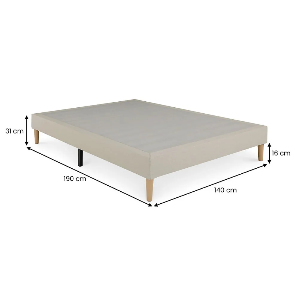Sommier tapissier QUIMPER 140 x 190 cm revêtement tissu - Beige>Idimex Sale