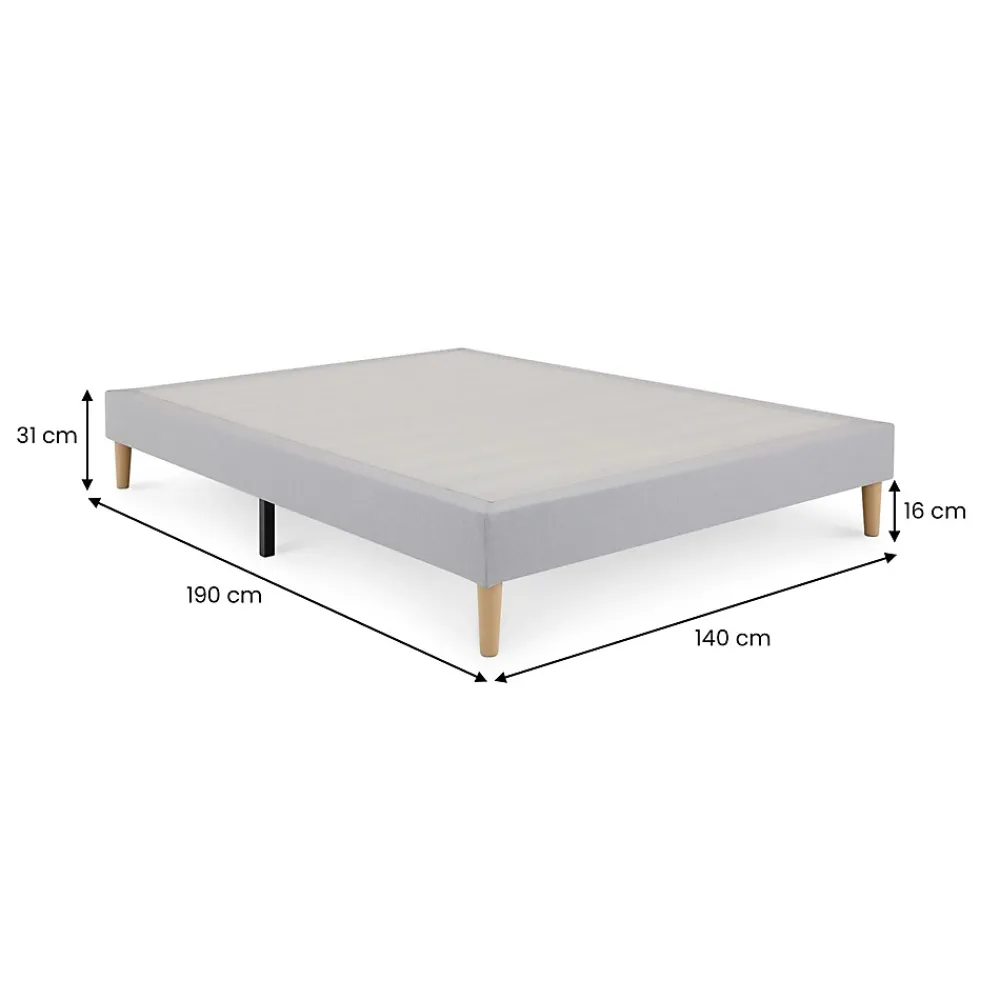 Idimex Sommier tapissier QUIMPER 140 x 190 cm revêtement tissu - Gris* Sommier