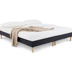 Sommier tapissier RENNES 180 x 200 cm revêtement tissu - Noir>Idimex