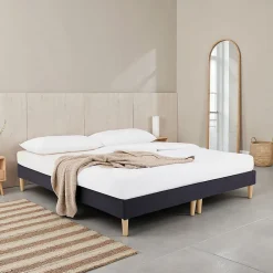 Sommier tapissier RENNES 180 x 200 cm revêtement tissu - Noir>Idimex