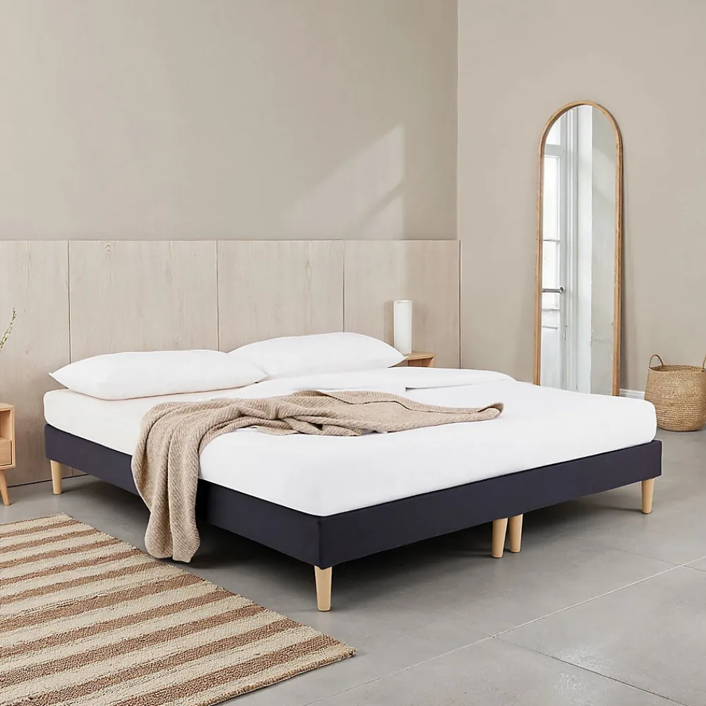 Sommier tapissier RENNES 180 x 200 cm revêtement tissu - Noir>Idimex
