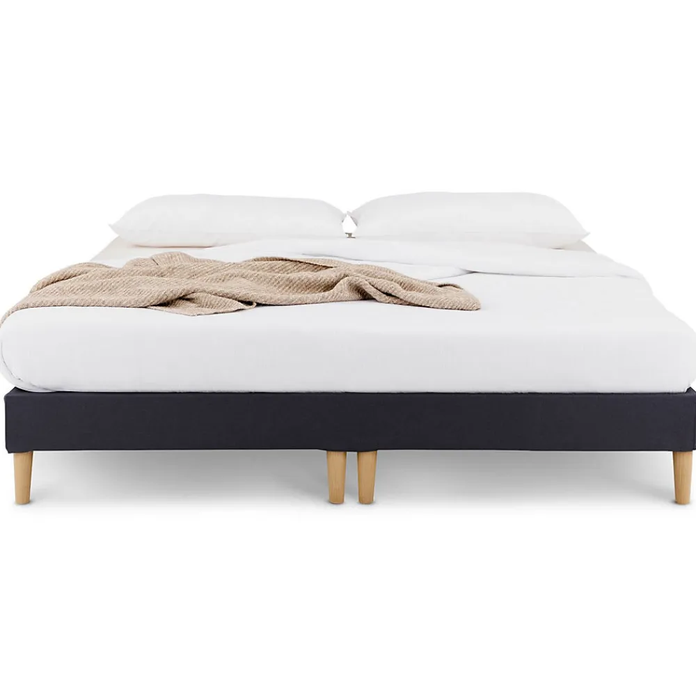 Sommier tapissier RENNES 180 x 200 cm revêtement tissu - Noir>Idimex
