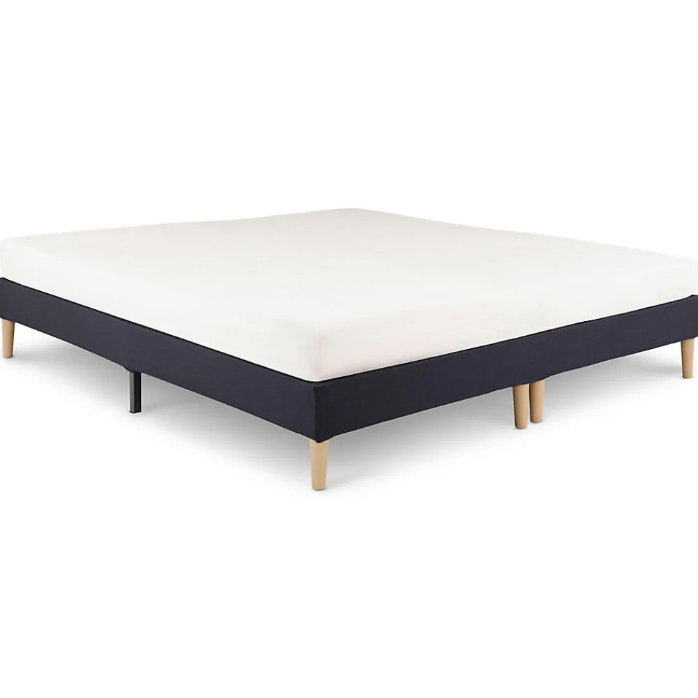 Sommier tapissier RENNES 180 x 200 cm revêtement tissu - Noir>Idimex