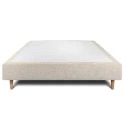 Sommier Tapissier Tissu Beige clair 160x200 H35cm><noscript><img width=