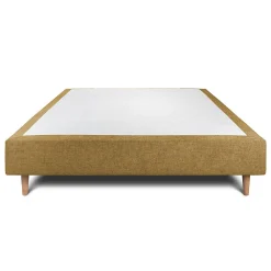 Sommier Tapissier Tissu Jaune 140x190 H35cm><noscript><img width=