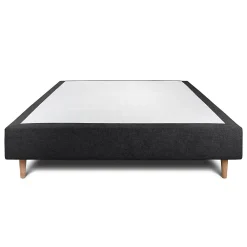 Sommier Tapissier Tissu Noir 135x190 H35cm><noscript><img width=