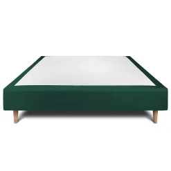 Sommier Tapissier Velours Vert 140x190 H35cm><noscript><img width=