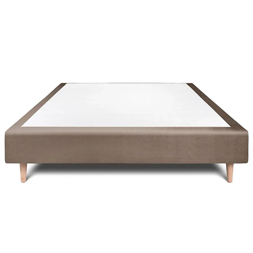 Sommeil De Plomb Sommier Tapissier Velours Taupe 140x200 H35cm* Sommier