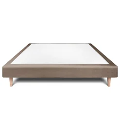 Sommier Tapissier Velours Taupe 135x190 H29cm><noscript><img width=
