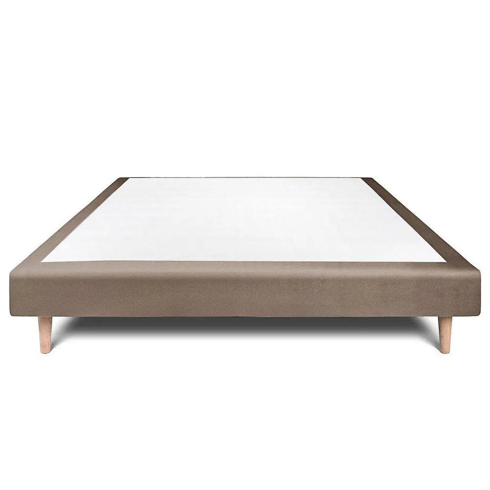 Sommier Tapissier Velours Taupe 135x190 H29cm>Sommeil De Plomb New