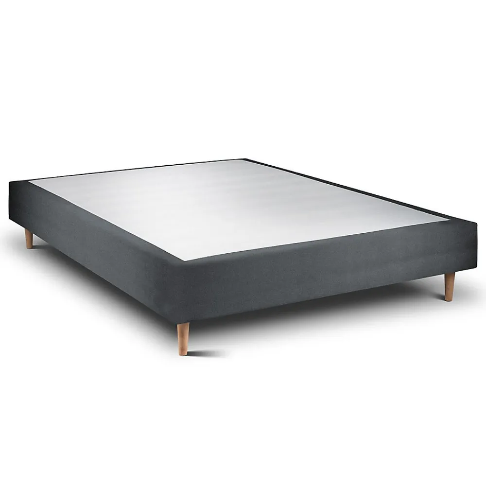 Sommier Tapissier Velours Gris anthracite 140x190 H35cm>Sommeil De Plomb Best