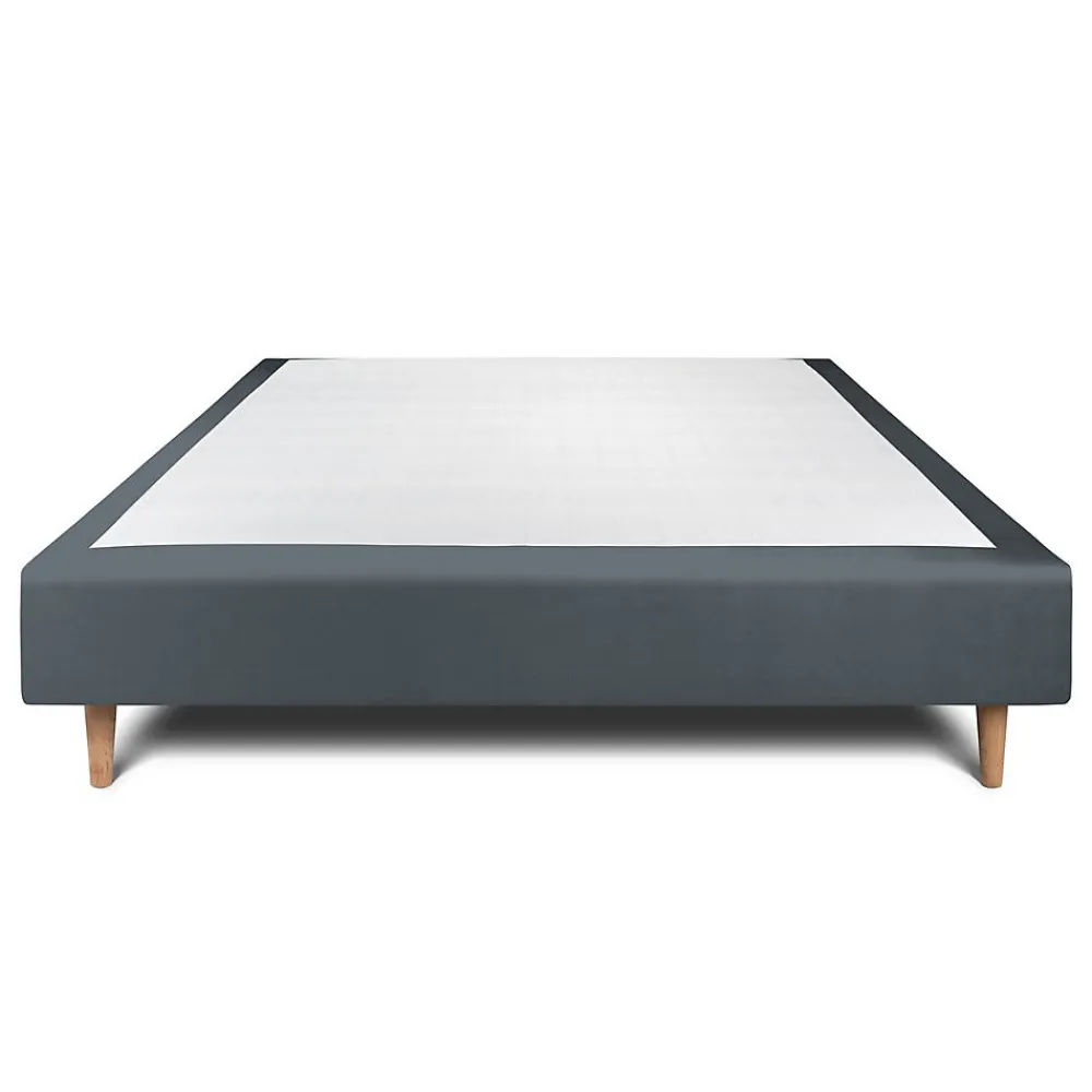 Sommier Tapissier Velours Gris anthracite 140x190 H35cm>Sommeil De Plomb Best