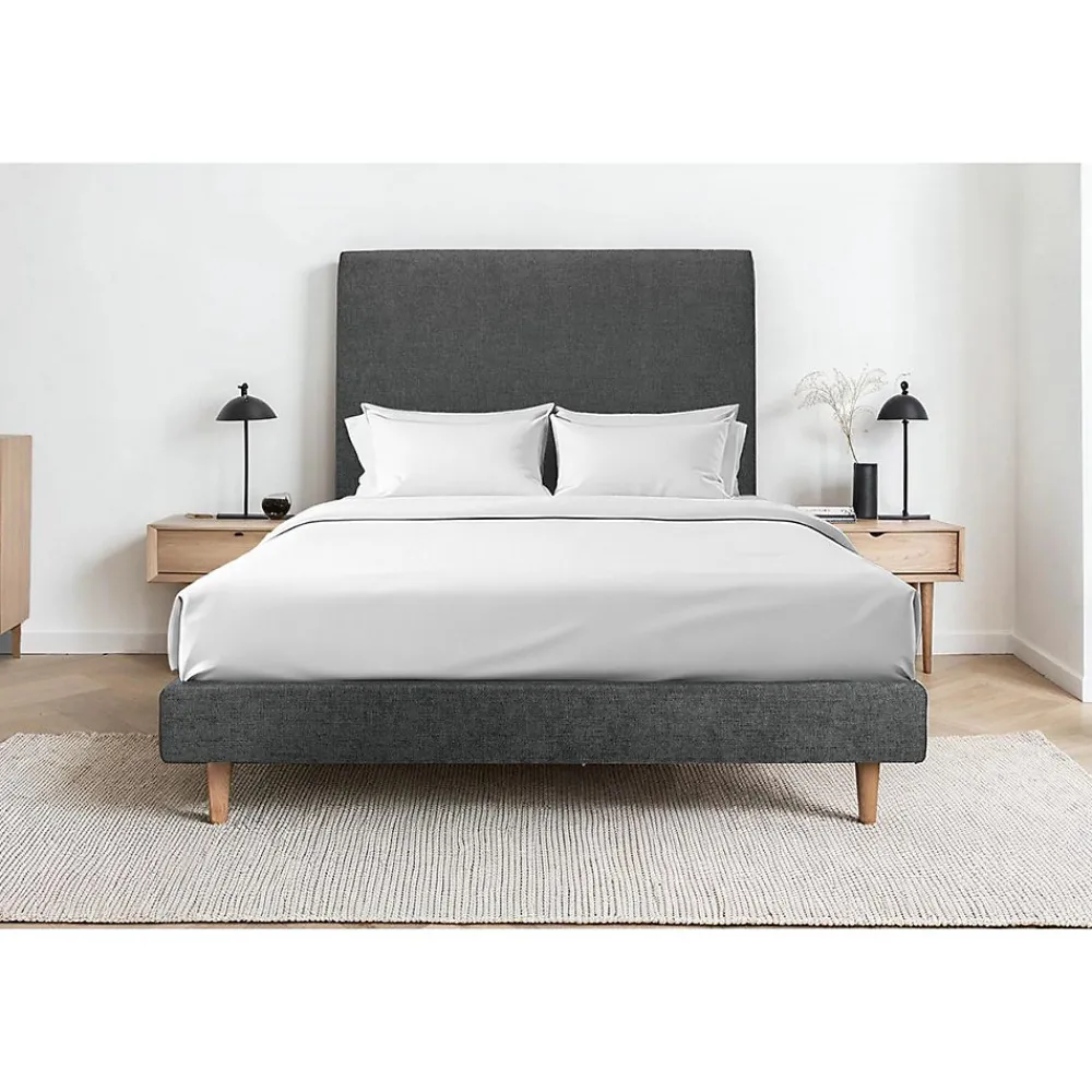 Sommeil De Plomb Sommier Tapissier Velours Gris anthracite 140x190 H29cm* Sommier
