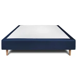 Sommier Tapissier Velours Bleu 160x200 H35cm><noscript><img width=