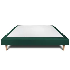 Sommeil De Plomb Sommier Tapissier Velours Vert 135x190 H29cm* Sommier
