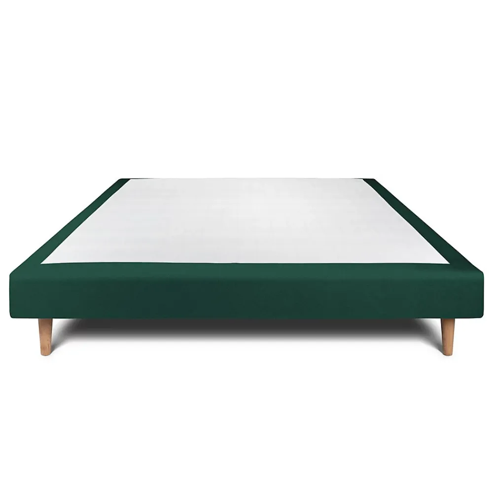 Sommeil De Plomb Sommier Tapissier Velours Vert 135x190 H29cm* Sommier