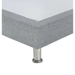 Sommier tapissier 160x200 cm en tissu gris et pieds métal - REMIMOS><noscript><img width=