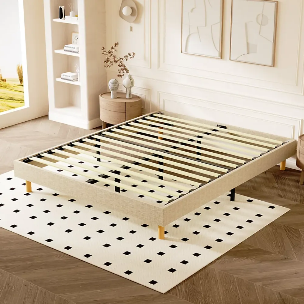 Teeno Sommier tapissier 160x200 cm 2x14 lattes,comfort,beige* Sommier