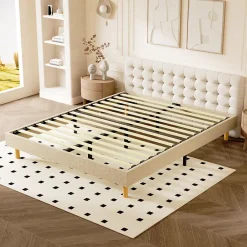 Teeno Sommier tapissier 160x200 cm 2x14 lattes,comfort,beige* Sommier