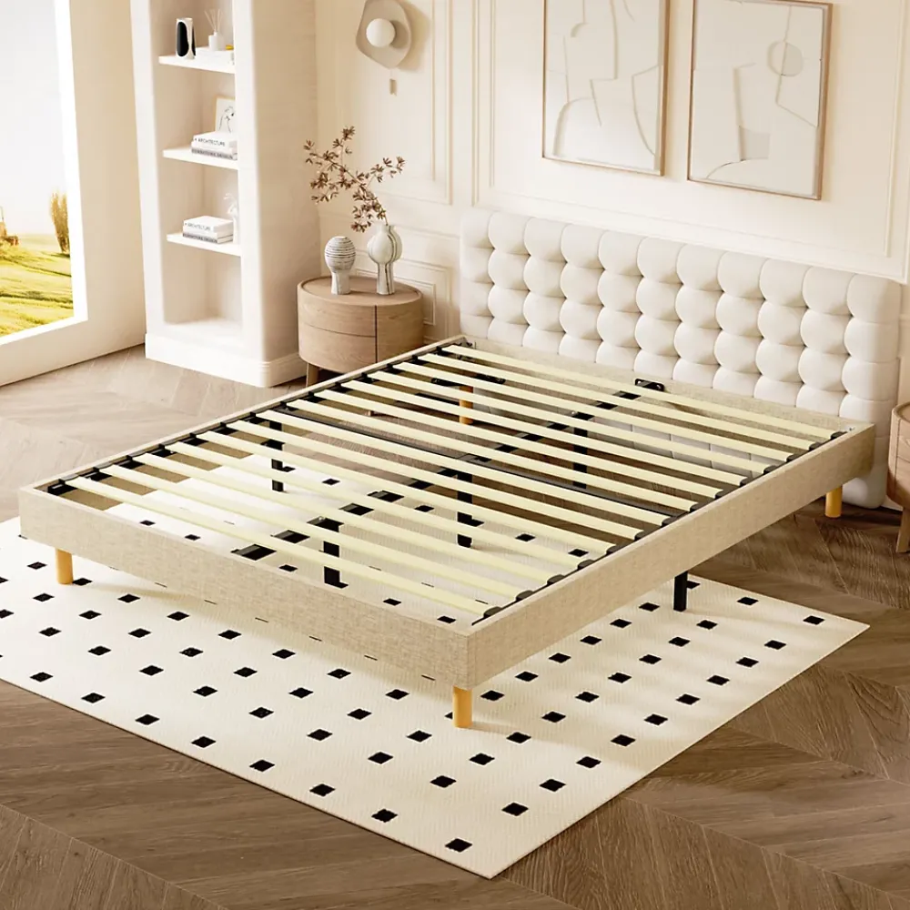 Teeno Sommier tapissier 160x200 cm 2x14 lattes,comfort,beige* Sommier