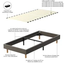 Teeno Sommier Tapissier 90x190cm , 14 lattes* Sommier