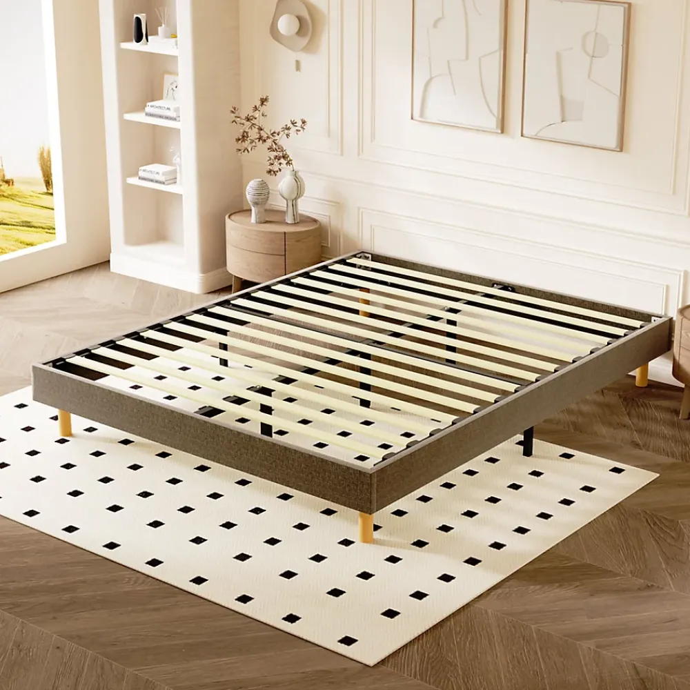 Teeno Sommier tapissier 140x200cm, 14 lattes, 9 pieds Hauteur du cadre 29 cm* Sommier