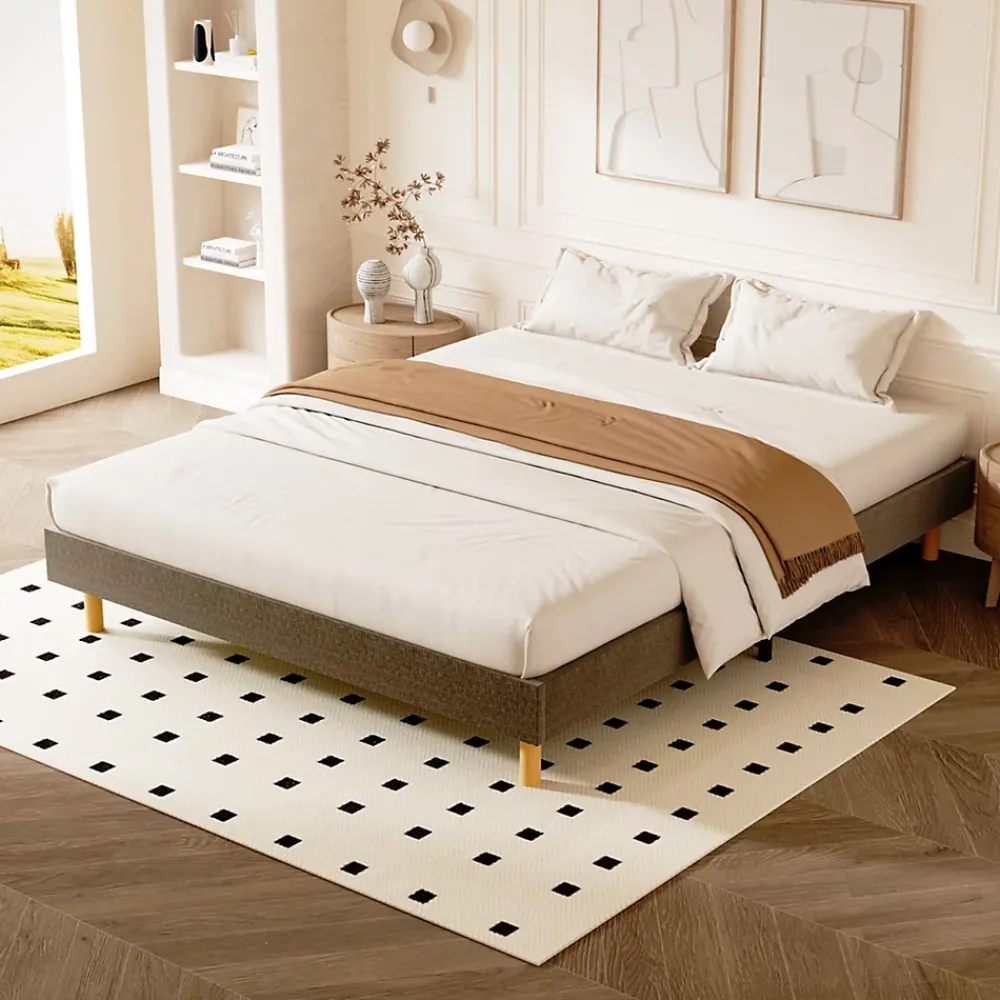Teeno Sommier tapissier 140x200cm, 14 lattes, 9 pieds Hauteur du cadre 29 cm* Sommier