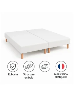 By Sommiflex. SOMMIER TAPISSIER 100x200x2 (200x200) FABRICATION FRANÇAISE ARTISANALE PIEDS OFFERTS HAUTEUR avec PIEDS 27 cm* Sommier