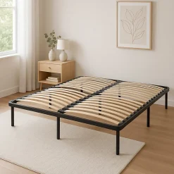 Sommier 160x200 Cadre à Lattes Renforcé Noir - 4 Pieds x 29 cm en Métal 1,4 mm - 34 Lattes 9 mm et 3,5 cm - Confort Optimisé Usage>King Of Dreams New
