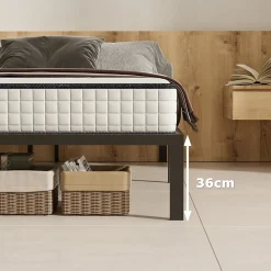 Sommier 140x190, Cadre de Lit 140x190 cm, Hauteur 36 cm pour Rangement, Plateforme en Métal, Lit 140 x 190 avec Sommier><noscript><img width=