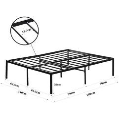 Sommier 140x190, Cadre de Lit 140x190 cm, Hauteur 36 cm pour Rangement, Plateforme en Métal, Lit 140 x 190 avec Sommier><noscript><img width=