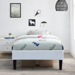 King Of Dreams Sommier 90x190 cm - déhoussable - pieds 20 cm - 13 lattes - soutien ferme - confort - usage quotidien - blanc* Sommier