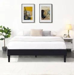 Sommier 140x200 cm dehoussable noir - pieds 20 cm - 2x13 lattes - soutien ferme - confort optimal - usage quotidien ->King Of Dreams Online