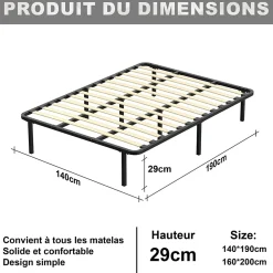 Teeno Sommier 140x190cm Hauteur de 29 cm* Sommier