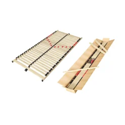 Sommier ZITTARO 28 lattes 90x200 cm Finition chene et noir Soutien ferme et design sobre><noscript><img width=