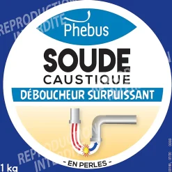 Phebus Soude caustique déboucheur surpuissant en perles 1kg* Déboucheur