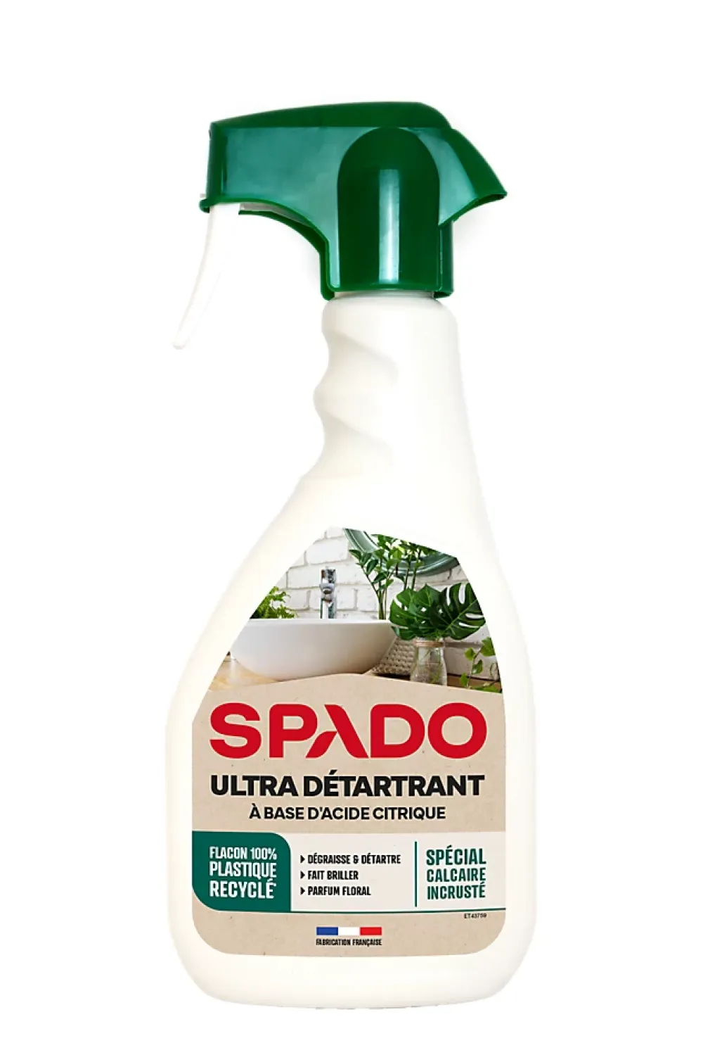 Spado Spray nettoyant ultra détartrant vinaigre blanc 500ml* Nettoyant Pour Salle De Bains